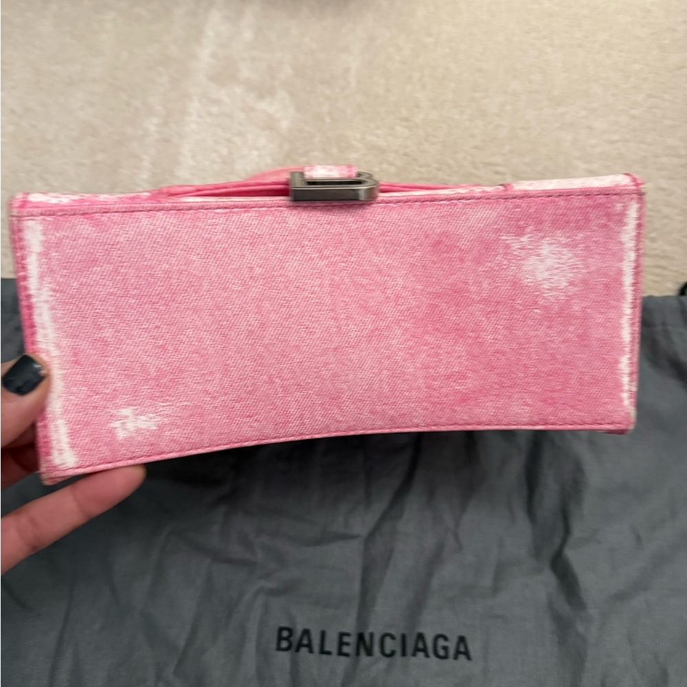 Balenciaga hourglass Distressed denim Pink small Bag - Picture 8 of 12